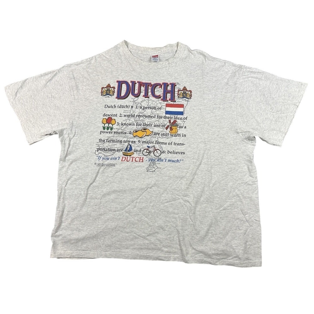Vintage Soffe Shirts Dutch Heritage Graphic Tee Gray XXL Made in USA 90s T-Shirt